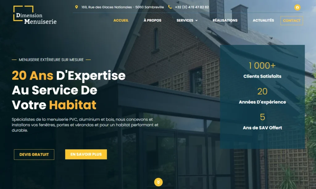 Dimension Menuiserie Site Web 2025